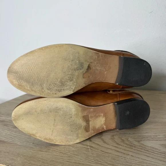 Clarks Charlie Cognac Leather Tall Riding Boots Womens Size 9.5 M Equestrian Zip - Picture 8 of 15